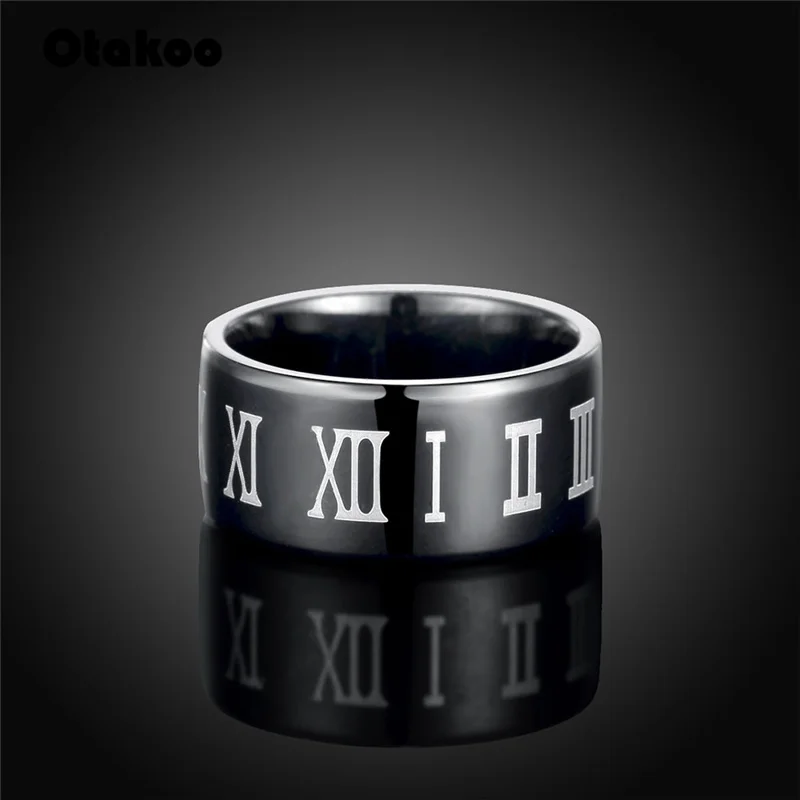 Otakoo модное черное кольцо с римскими цифрами мужское крутое свадебное ювелирное