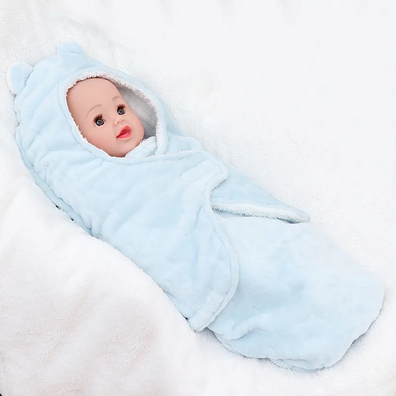 

Baby Sleeping Bag Thick Warm Sleepsack For 0-6 Months Newborn Super Soft Coral Fleece Infant Stroller Warp Quilt Baby Swaddling