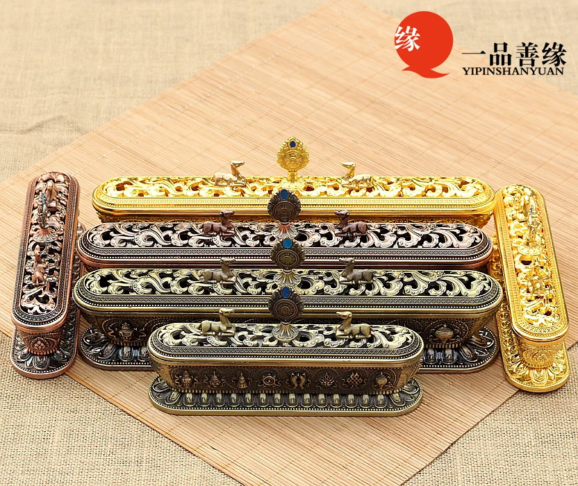 Buddhist supplies gilt six words eight auspicious incense smoke proof alloy horizontal line bronze | Дом и сад