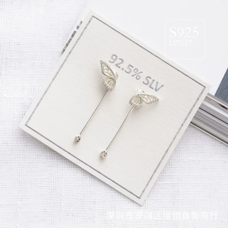 

S925 pure svtassel earrings Butterfly fly South Korea line temperament of long ear pendant earrings