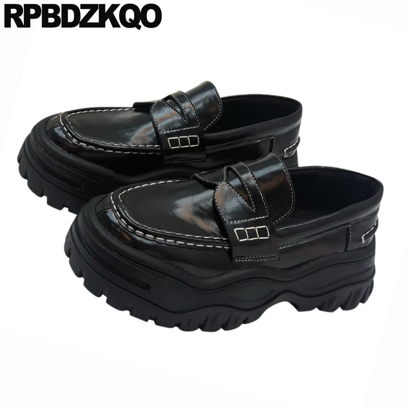 Обувь на плоской подошве с шипами Туфли мокасины Маффин толстой круглый носок