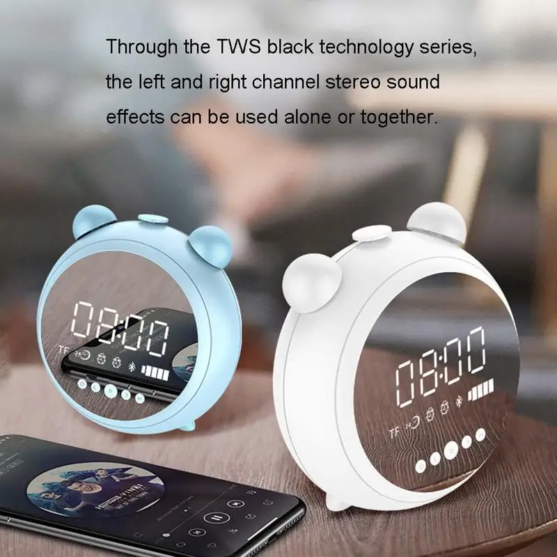 Зеркальный светодиодный будильник Ретро беспроводной bluetooth-динамик стерео Бас