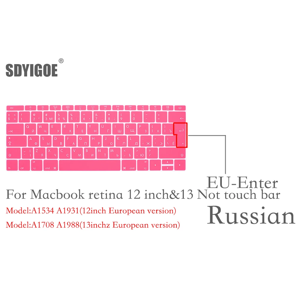 Чехол для русской клавиатуры мягкий силиконовый чехол Macbook 12 дюймов A1534 A1931 Retina Pro