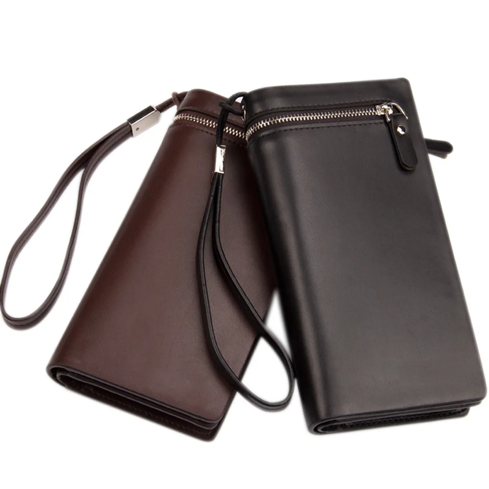 Длинный кошелек для мужчин модный клатч из искусственной кожи на молнии с