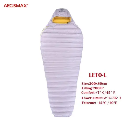 LETO-L-Gray Новинка AEGISMAX прибытие LETO спальный мешок водоотталкивающий белый гусиный пух Мумия Сверхлегкий Сращивание Туризм Кемпинг 700FP - Цвет: LETO-L-Gray