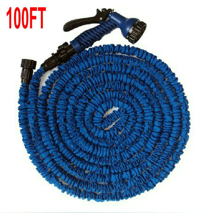 Оптовая продажа 100 футов 25 м полив комплект удлиняемый садовый шланг гибкий