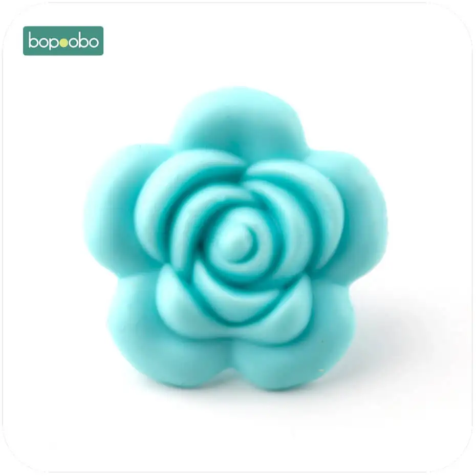blue rose Bopobo Детские аксессуары 1 шт. силиконовые розовые бусины Цветок пищевой Прорезыватель для зубов DIY ювелирные изделия для кормления сенсорная игрушка для прорезывания зубов детский Прорезыватель - Цвет: blue rose