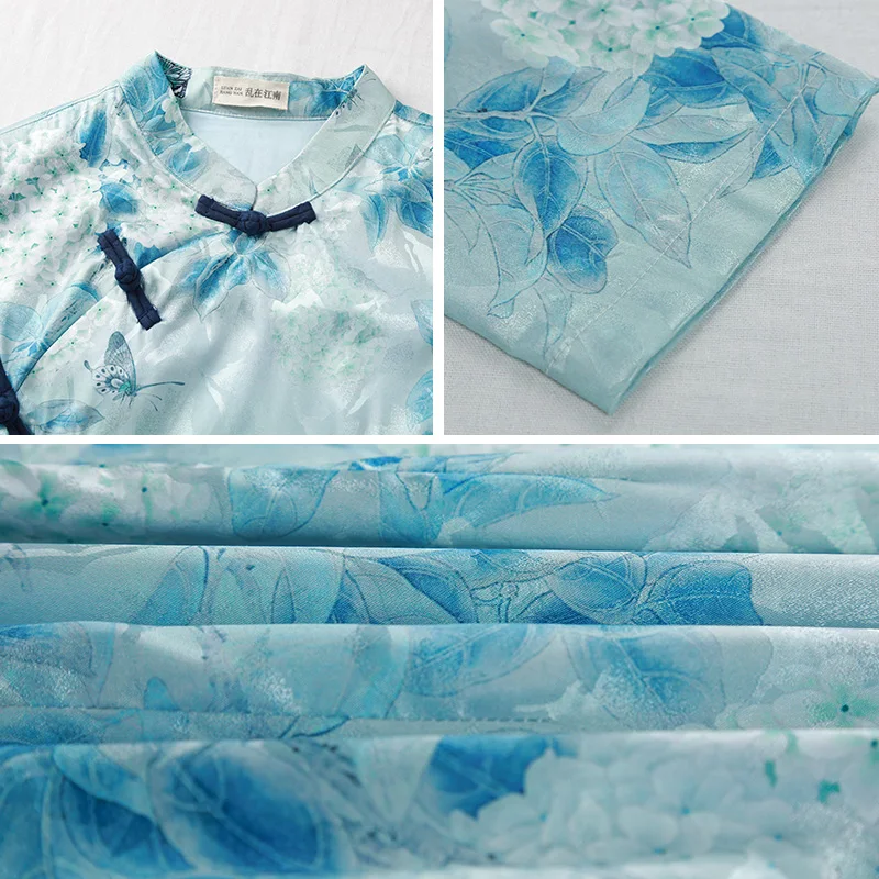 Женское платье в традиционном китайском стиле LZJN длинное винтажное приталенное