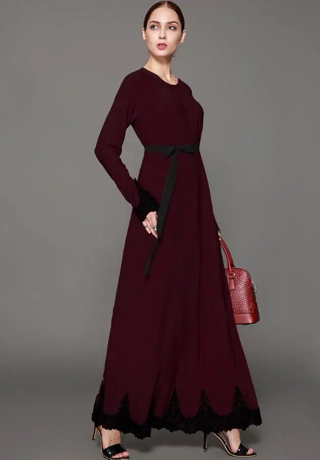 Модный мусульманский Повседневный кружевной халат с вышивкой для взрослых