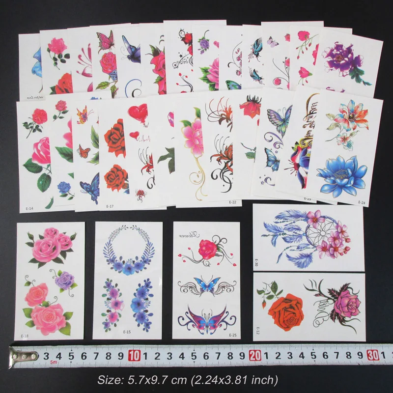 Наклейки для татуировок Bittb Цветочные наклейки женщин и девочек 30