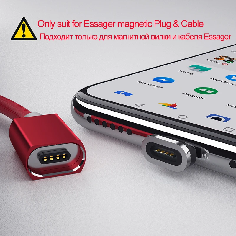 Кабель Essager для быстрой зарядки USB Type A C/Micro USB/Lightning 3A магнитный в нейлоновой