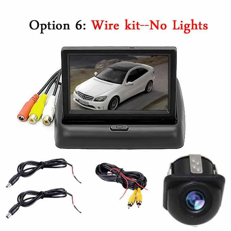Option 6 Koorinwoo автомобильная система парковки Комплект 4," TFT lcd цветной складной монитор заднего вида+ CCD Водонепроницаемая камера заднего вида - Название цвета: Option 6