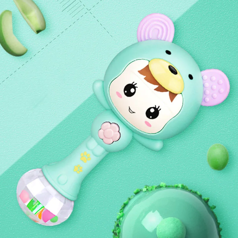 Младенческая новорожденная ручка стержень погремушка игрушка медведь кукла аппетитная ручная палочка с колокольчиком Мягкий прорезыватель с музыкой и светом Дети Подарки