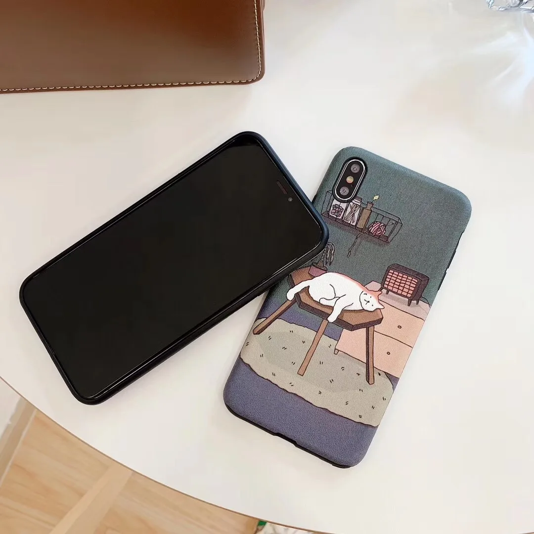 Корейский рельефный чехол для телефона Lazy Cat для iPhone XS MAX XR Coque Мягкая силиконовая задняя накладка из ТПУ чехол для iPhone X 8 7 6S 6 Plus чехол Capa