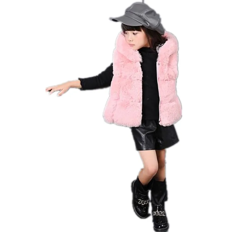 Luxury Baby Girl Clothing 2019 Autumn Winter Sleeveless Vest Faux Fur Coats Warm Thicker Hooded Cotton Cute Jackets N31 | Детская одежда