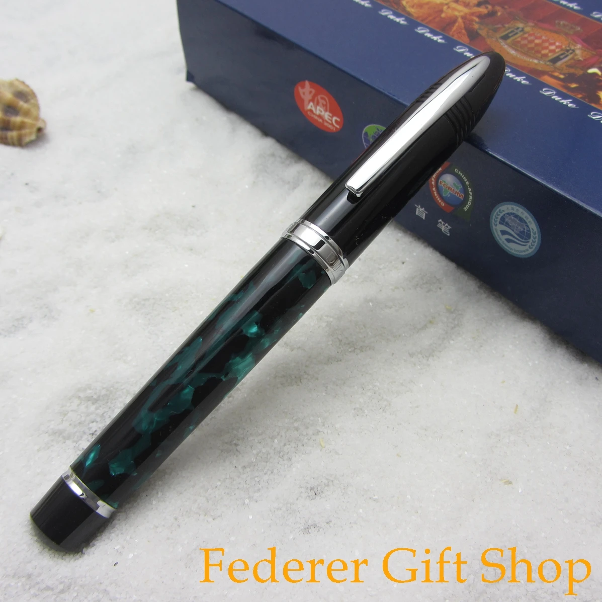 Фото Ручка перьевая Duke D911 Shark ручка чернильная Подарочная с зеленой смолой тяжелая