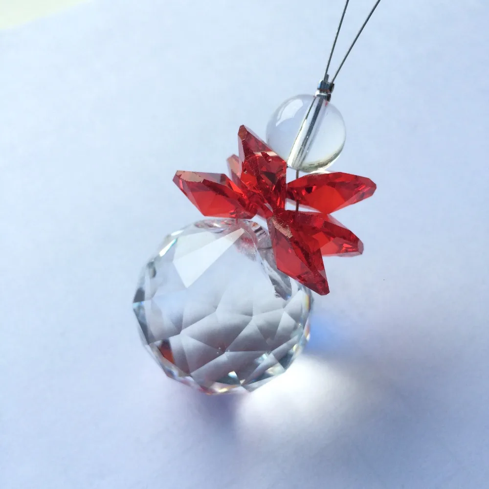 Красивый кристалл K9 Diy Suncatcher W граненый шар + красный Подвеска из стеклянных бусин