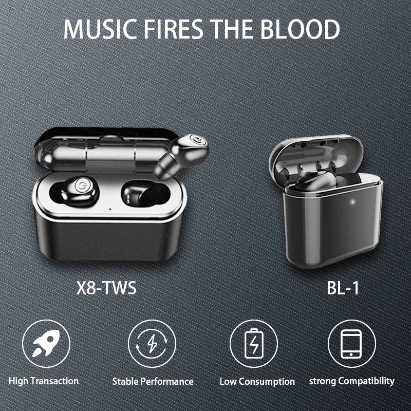 TWS X8 настоящие беспроводные наушники Bluetooth мини водонепроницаемые с 3500 мАч