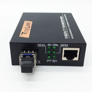 Fiber Media Converter HTB-GS-03 10/100/1000 Base-T SFP Converter Fiber Transceiver Duplex LC port with SFP Moudle 25KM