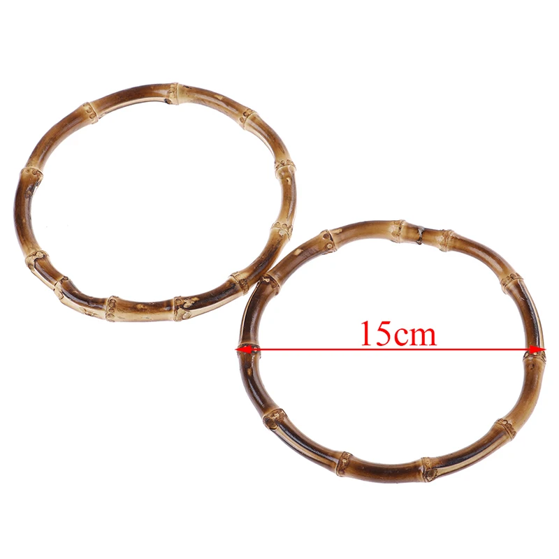 DARK 15CM diameter 1 пара Круглый бамбуковый мешок ручка для Сумочка ручной работы DIY сумки аксессуары - Цвет: DARK 15CM diameter