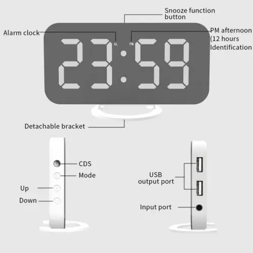 Светодиодный электронный цифровой будильник с двумя usb-портами, большой экран, инструменты, модные электрические часы, будильник