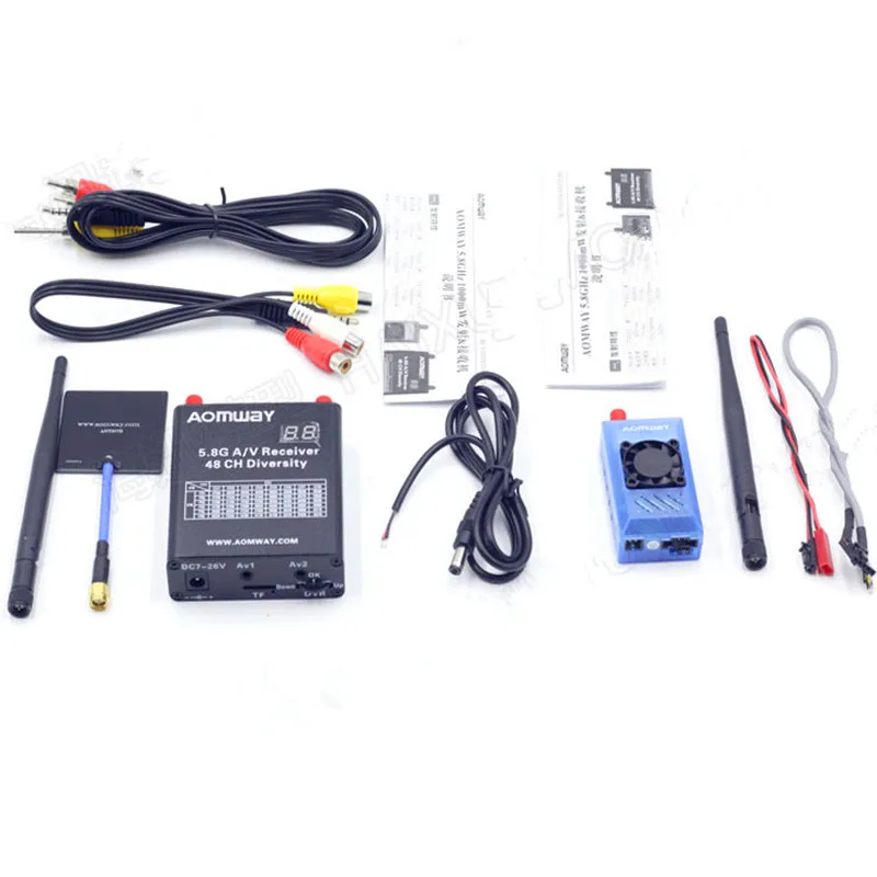 Aomway FPV 5.8Ghz 1000mW 1W 48CH AV Audio Video Transmitter and Receiver with DVR Recorder function | Электроника