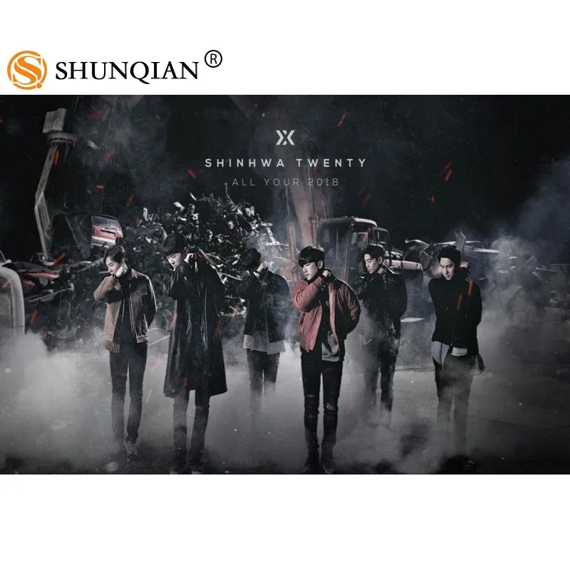 Новое поступление KPOP Shinhwa Пользовательские печати шелковой атласной тканевый