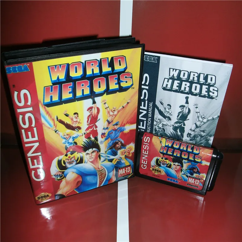Игровой картридж World Heroes MD чехол для США с коробкой и руководством Sega Megadrive Genesis