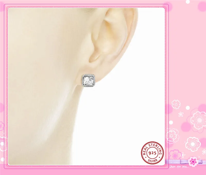 925 Sterling Silver Timeless Elegance Stud Earrings for Women Jewelry with Large Danube-cut Central Stone& Surround Halo FLE043
