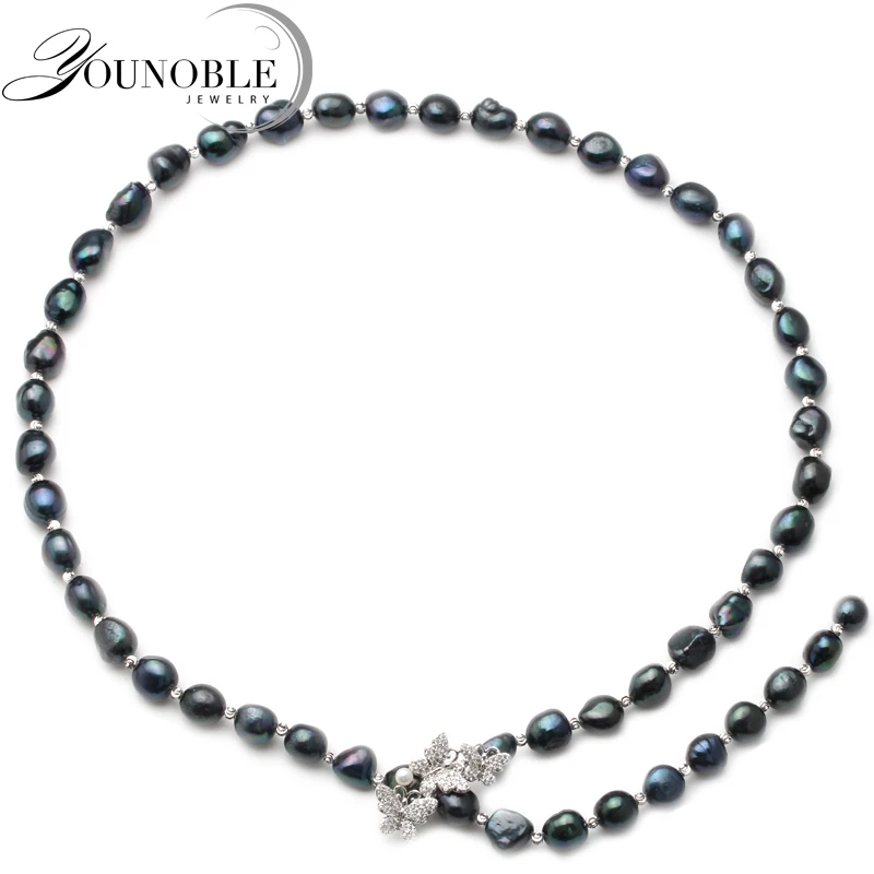 

Trendy black freshwater pearl necklace for women,natural long pearl necklace jewelry wife party gift 700mm