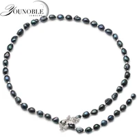 trendy black freshwater pearl necklace for womennatural long pearl necklace jewelry wife party gift 700mm