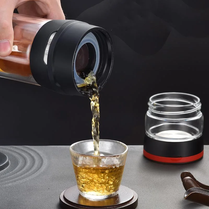 450ml прозрачный Стекло бутылка с Нержавеющая сталь фильтр термостойкие двойными