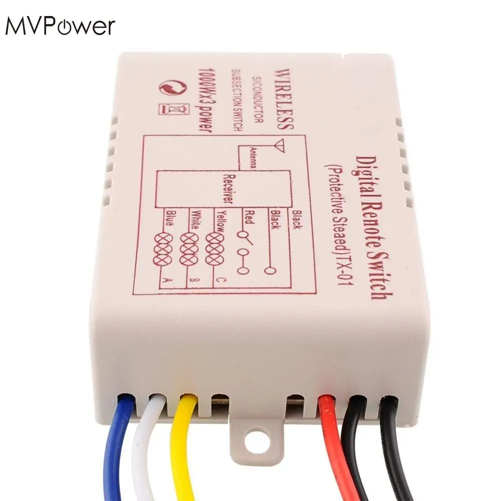 MVpower 2016 3 канала ВКЛ/ВЫКЛ 220 в светильник цифровой беспроводной настенный пульт