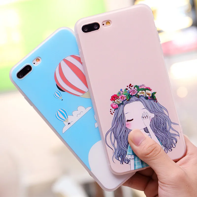 Мультяшный чехол для iPhone 5 5S SE 6s 7 8 Plus матовый Силиконовый мягкий телефона TPU