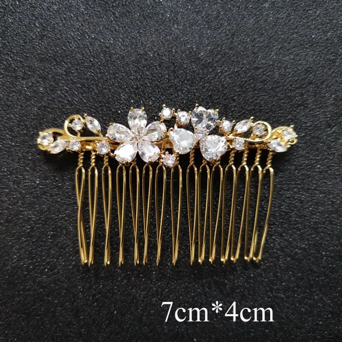 0685 Gold SLBRIDAL роскошный модный Шарм Мода зубец Установка кубического циркония свадебные расческа для волос свадебные женские украшения для девочек аксессуары для волос - Окраска металла: 0685 Gold