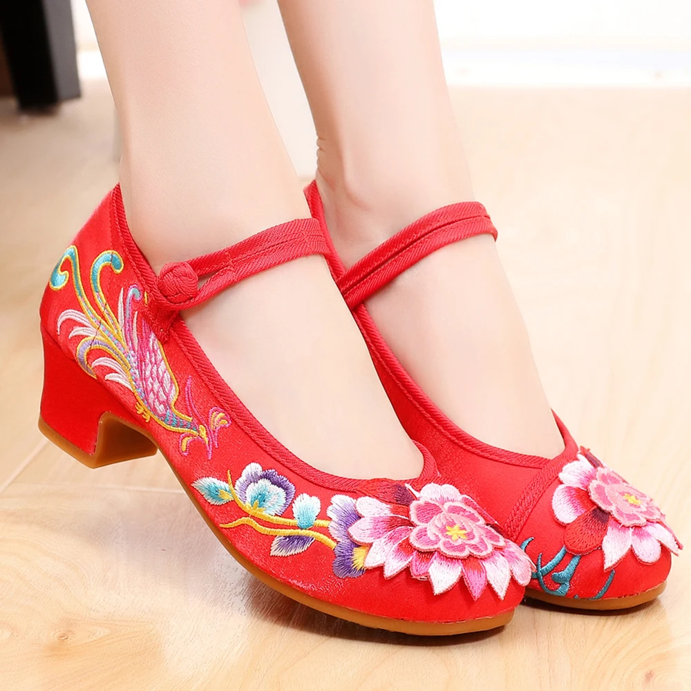 Женская обувь на высоком каблуке с красной подошвой в китайском ретро стиле