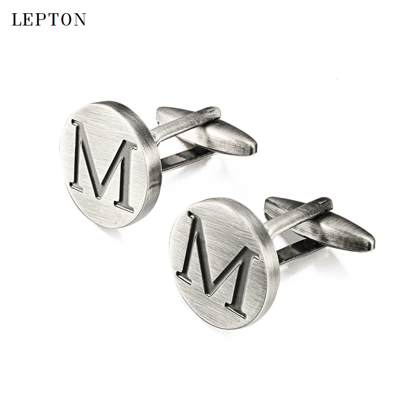 Lepton Letters M of an alphabet Cufflinks For Mens Antique Silver plated Round cuff links Men shirt cuffs | Украшения и