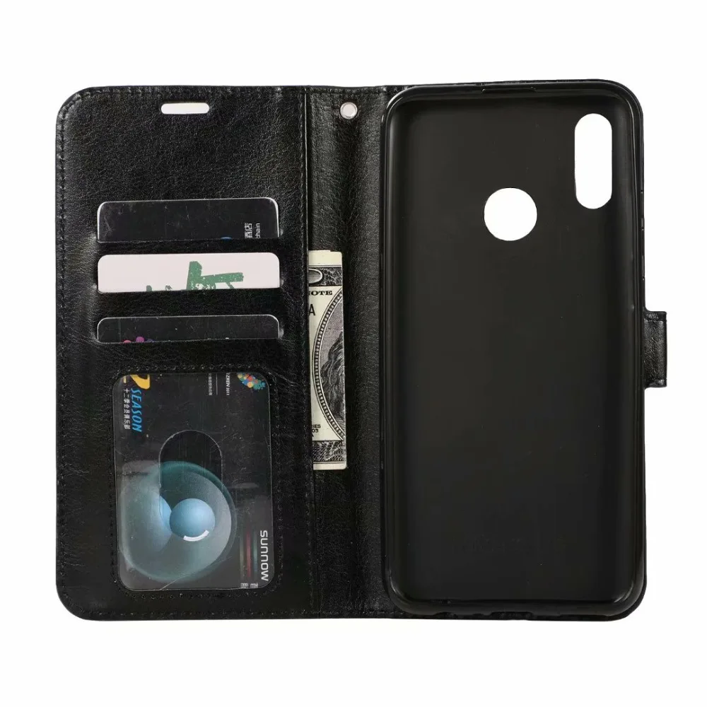 10pcs/lot Soft TPU + PU Leather Crazy Horse Wallet Case For huawei Y6 2019 Y7 Enjoy 9 Y9 PLUS | Мобильные телефоны и