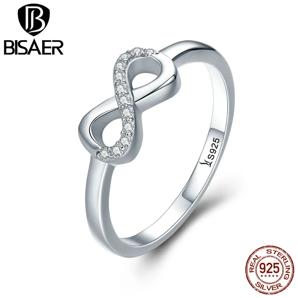 BISAER, распродажа, 925 пробы, серебро, Бесконечная любовь, навсегда, бесконечность, женские кольца для женщин, обручальные ювелирные изделия, Anel S925 ECR332