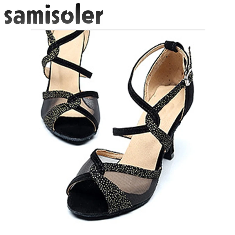 Samisoler Ballroom Dance Shoes Women Party ladies Latin shoes tango Professional Women Latin Dance Shoes High Heel 5CM-10CM