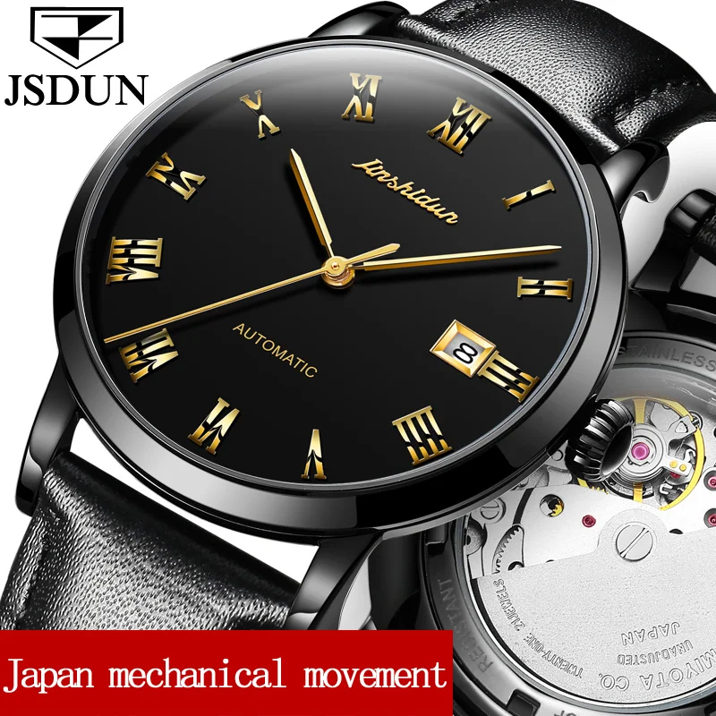 Автоматические механические часы JSDUN от ведущего бренда роскошные с турбийоном