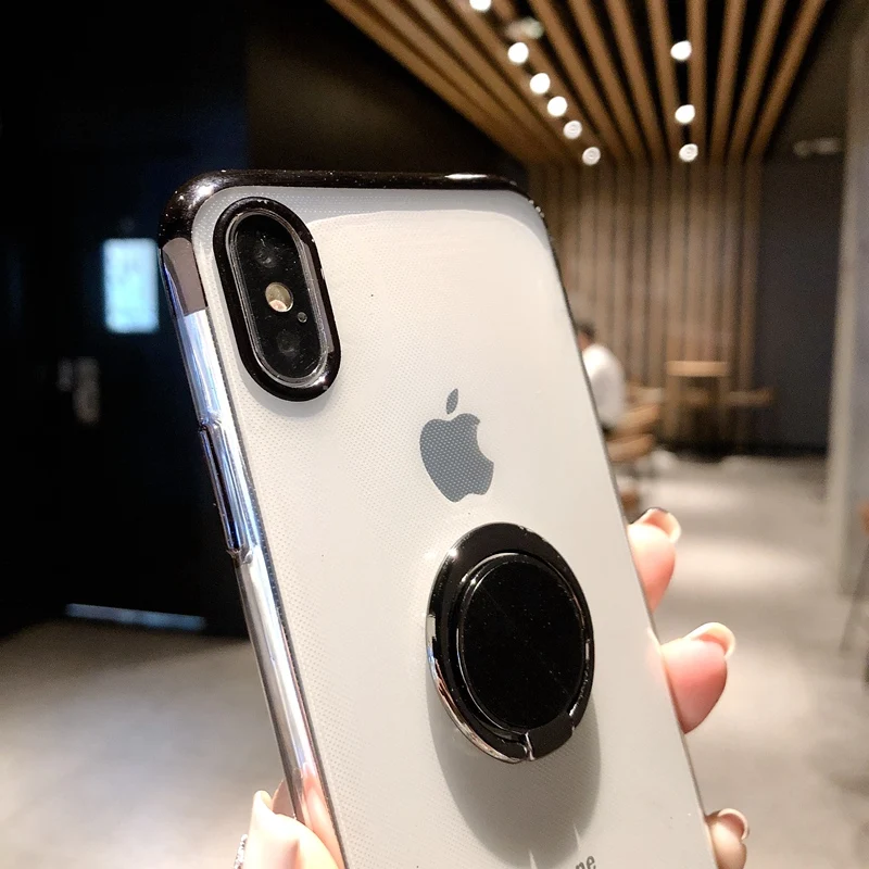 Чехол для iphone 8 7 plus 6 s 11 Pro Max прозрачный чехол с магнитным кольцом XS XR X