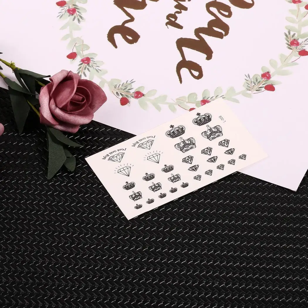 Новые мужские и женские водонепроницаемые тату наклейки в форме короны для рук с