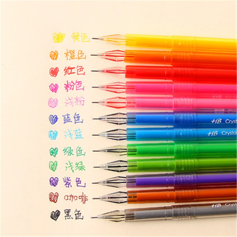 

A026 Stationery small fresh lovely cool color pen creative diamond 12 color pen love Stationery office supplies for students