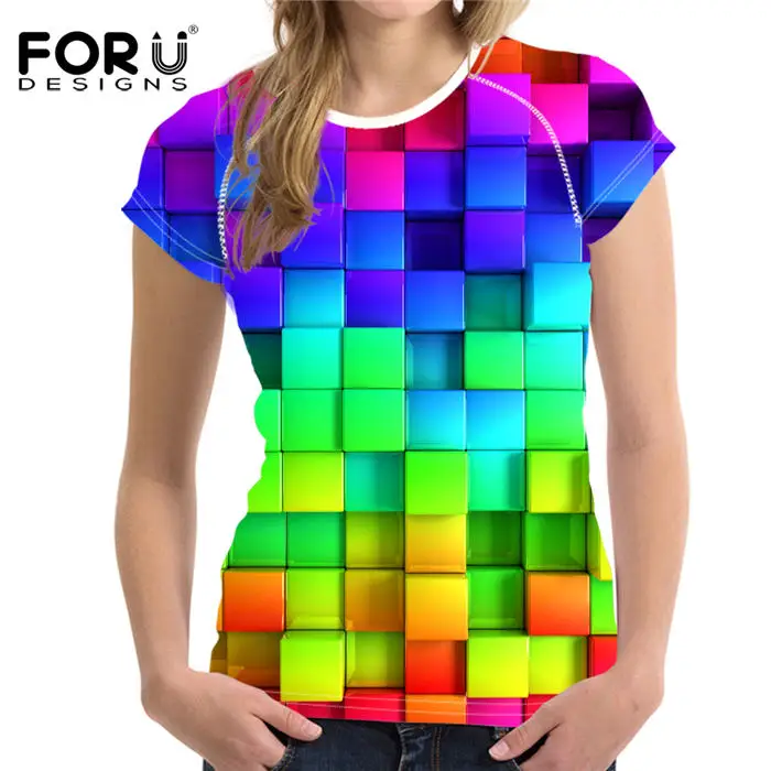 FORUDESIGNS/Яркая футболка с 3D Галактикой, Женская Повседневная классная облегающая одежда с изображением Луны и космоса для девушек, женские топы, летняя футболка XXL - Цвет: CA5311BV