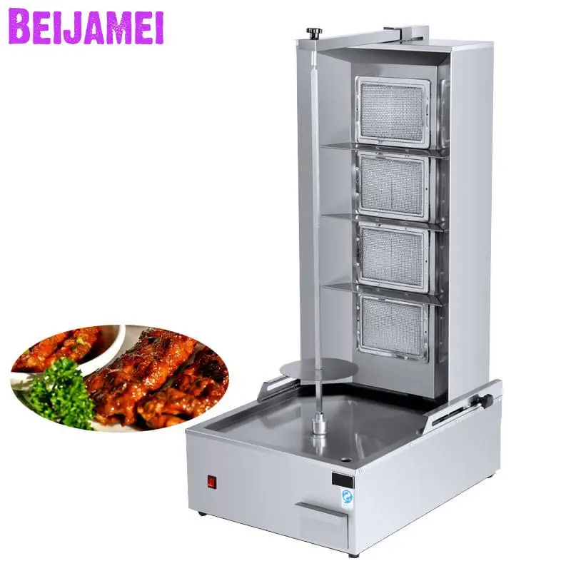 BEIJAMEI High efficiency LPG four burners shawarma machine Doner kebab machine gas bbq Doner and grill machine