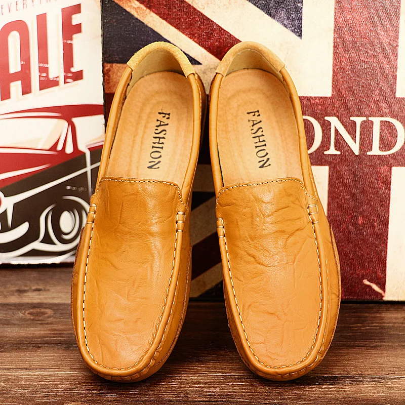 2019 Men Shoes Leather Loafers Casual Flats Big Size 46 Male Moccasins Soft Slip On Driving RMC-081 | Обувь