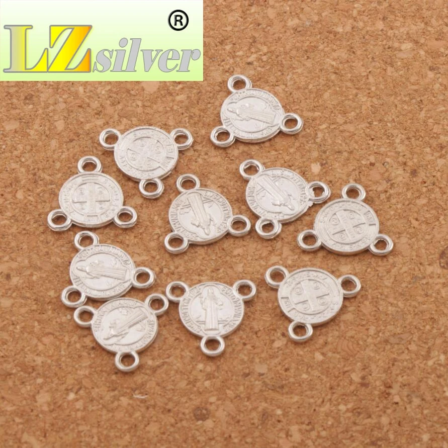 

Saint Benedict Medal Cross Triangular 3-Strand Charm Spacer End Connector 40pcs 12.76x12.2mm Dull Jewelry DIY L1709