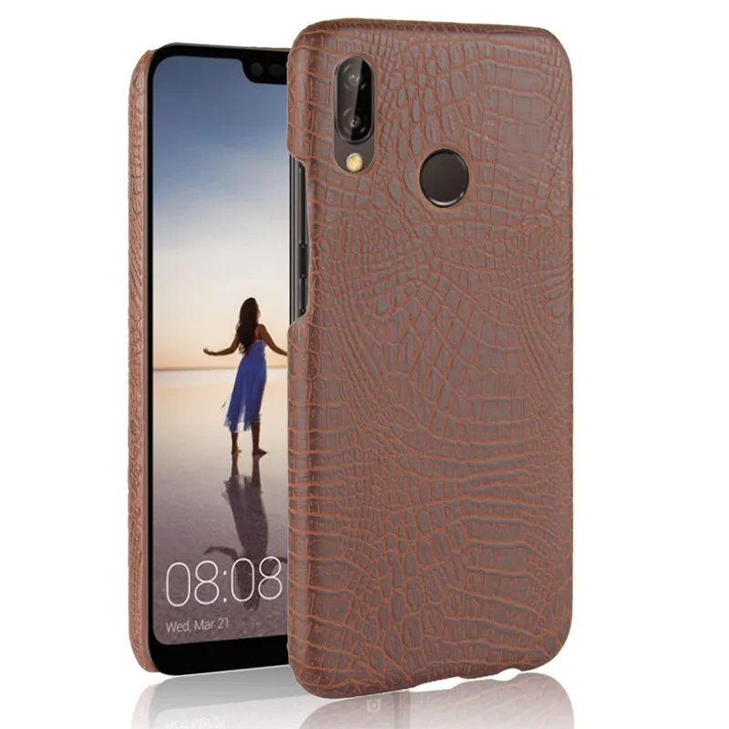 Чехол для Huawei P20 Lite Φ P20Lite Жесткий из поликарбоната с крокодиловым узором + задняя