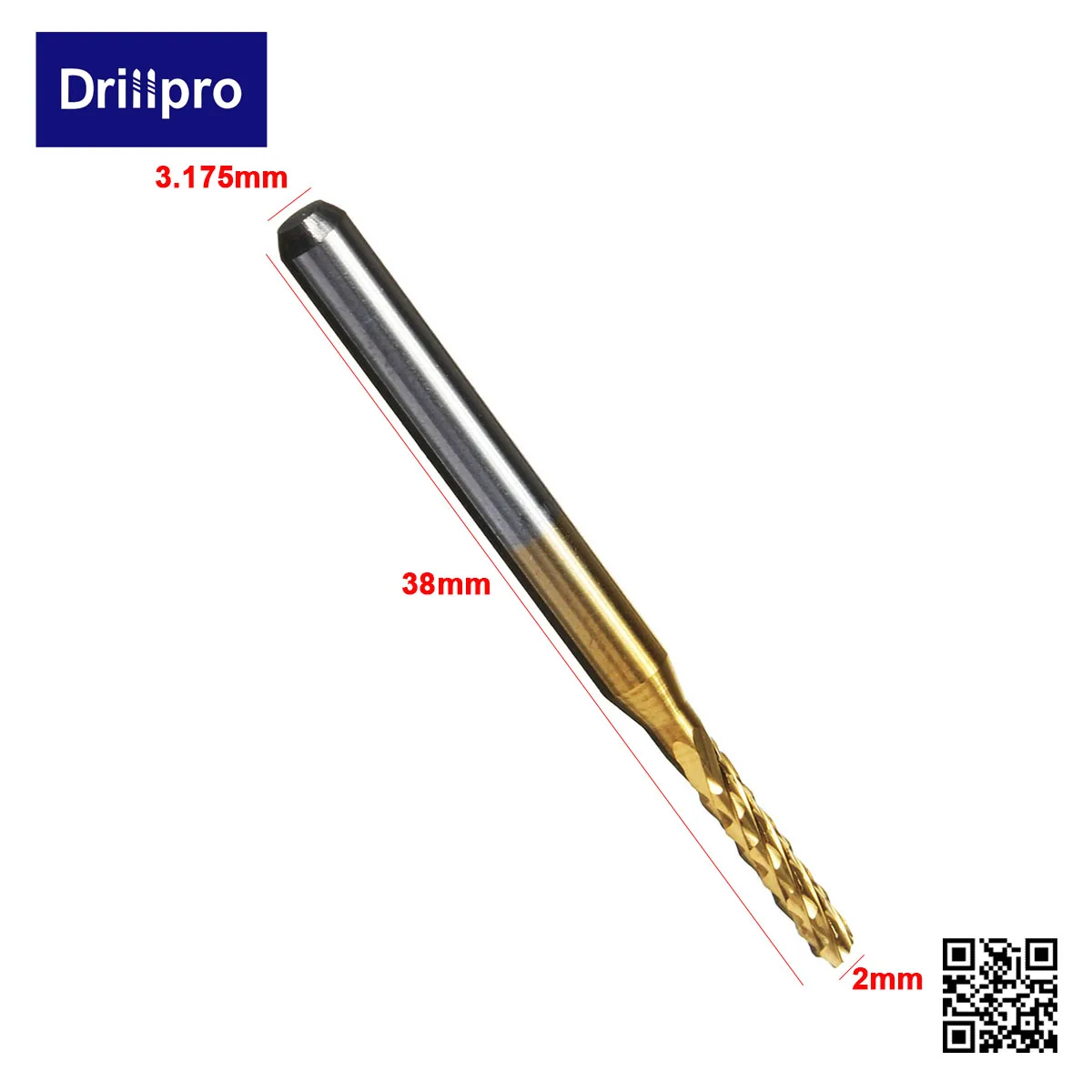 Drillpro 10 шт. 2,0 мм 1/" хвостовик гравировальный сверло титановое покрытие Торцевая мельница ПХД инструмент для резки
